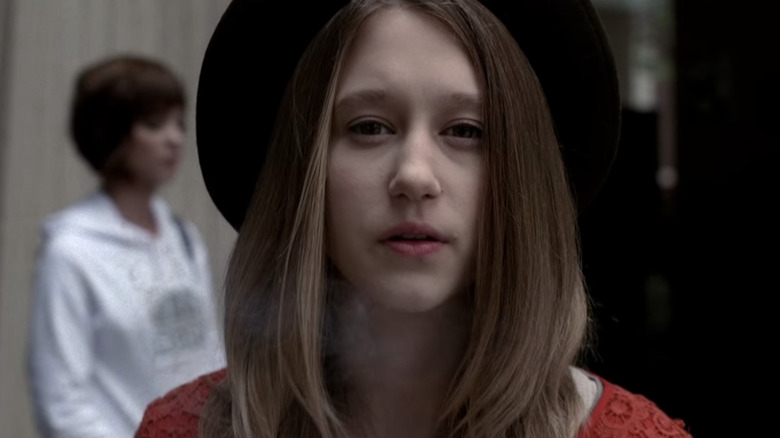 Violet Harmon looks serious