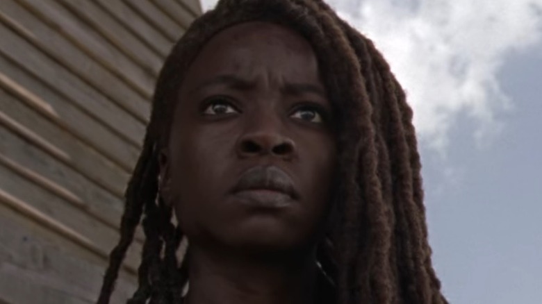 Michonne looking concerned