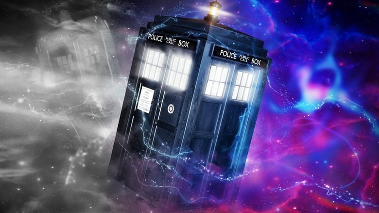 The TARDIS flying through the Time Vortex in the Doctor Who episode "Pyramids of Mars"