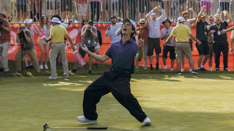 Santi Wheeler celebrating on the green in "Stick" (2025)