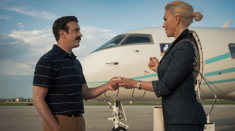 Ted and Rebecca before she gets the private jet back to England in "Ted Lasso" (2020-present)