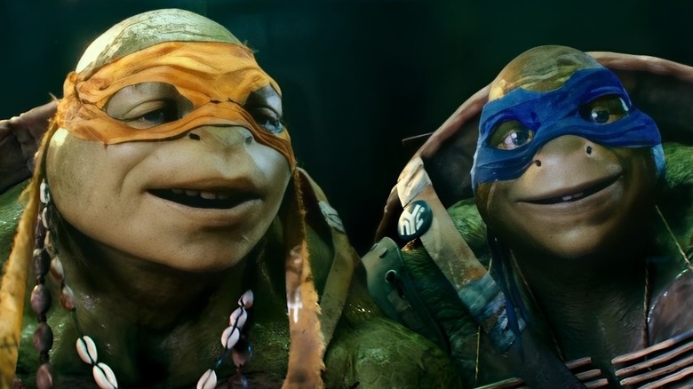 Michaelangelo and Leonardo smiling