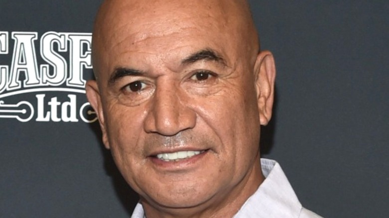 Temuera Morrison grinning for press photo