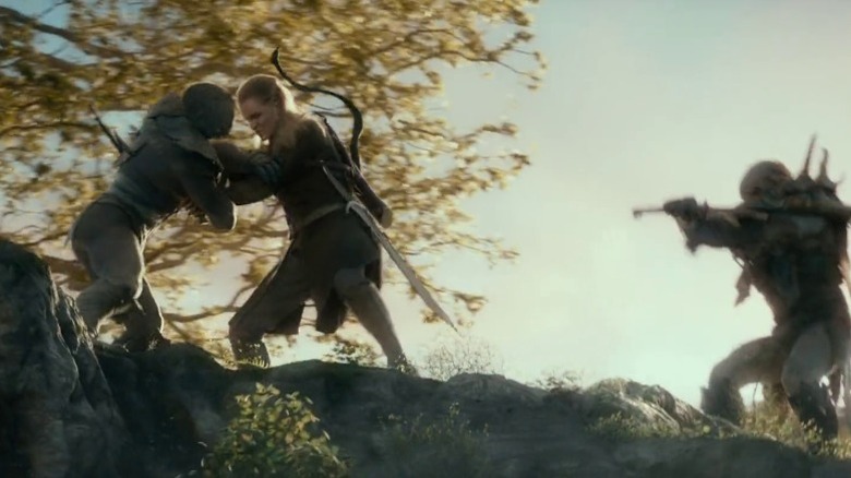 Legolas fights orcs in "The Hobbit: The Desolation of Smaug" (2013)