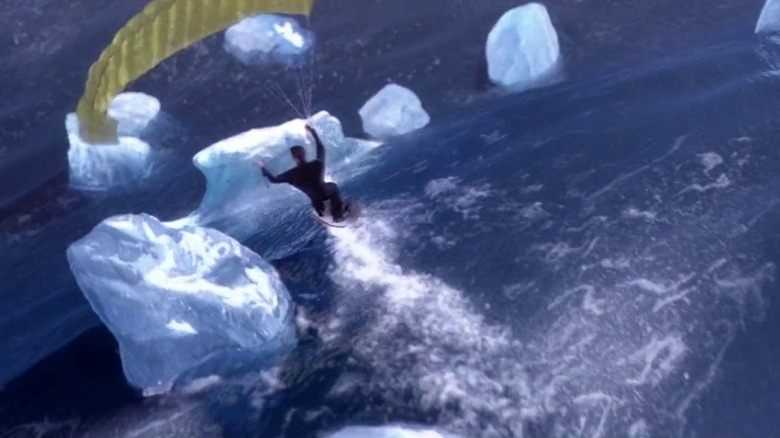 James Bond windsurfs on a tidal wave in "Die Another Day" (2002)