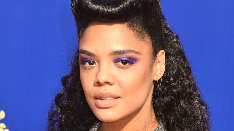 Tessa Thompson purple eyeshadow