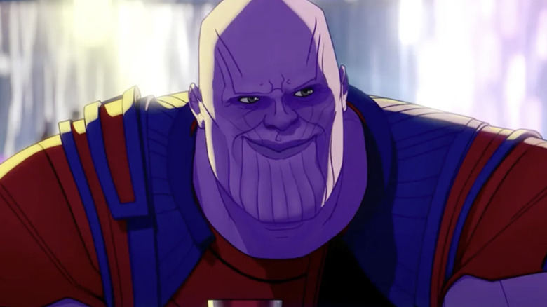 Thanos smiling at a bar in What If...