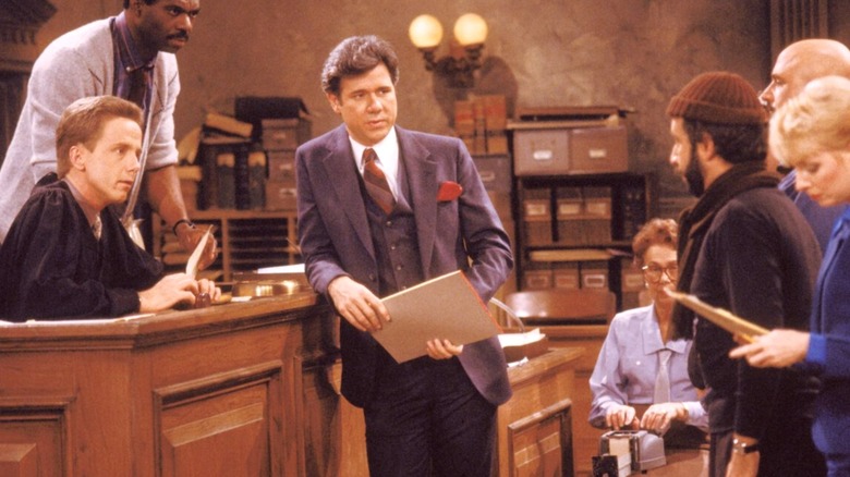 The courthouse crew trying a case in "Night Court"