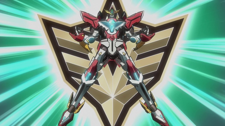 Bravern stands in front of his logo in Brave Bang Bravern!