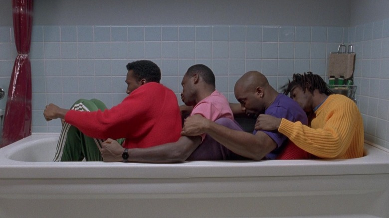 Derice, Junior, Yul, and Sanka in bath tub