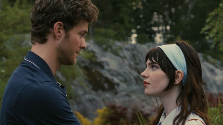 Josh and Iris having a conversation near the woods in "Companion"