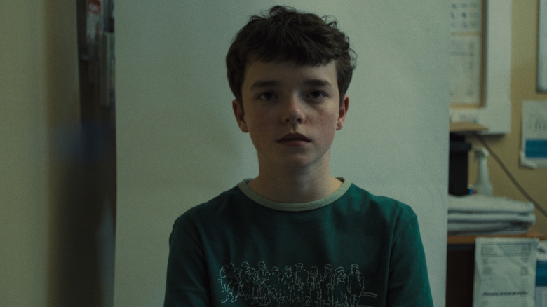 Jamie looking frightened in Adolescence