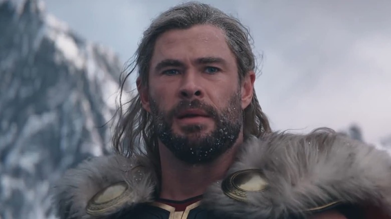 Thor in the snow in "Thor: Love and Thunder" (2022)