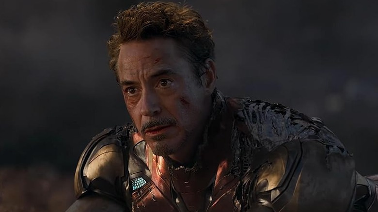 Tony looking shocked and beaten down in "Avengers: Endgame" (2019)