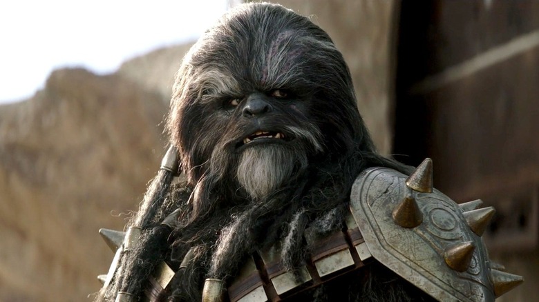 Black Krrsantan frowning in "The Book of Boba Fett."