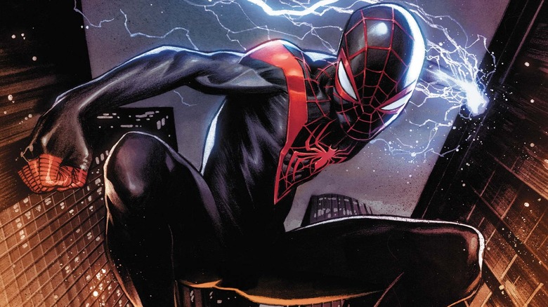 Miles Morales swinging his fist with a Venom charge