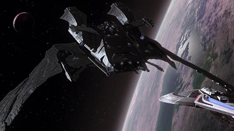 The Enterprise-E confronts the Scimitar in "Star Trek: Nemesis" (2002)