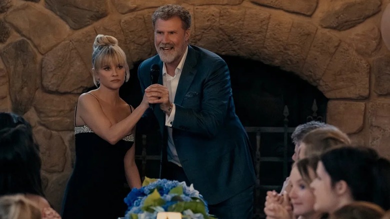 Margot Buckley and Jim Caldwell stuck in an awkward situation in You're Cordially Invited (2025)