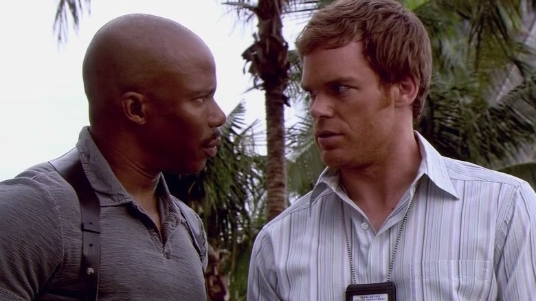 James and Dexter looking at each other in "Dexter."