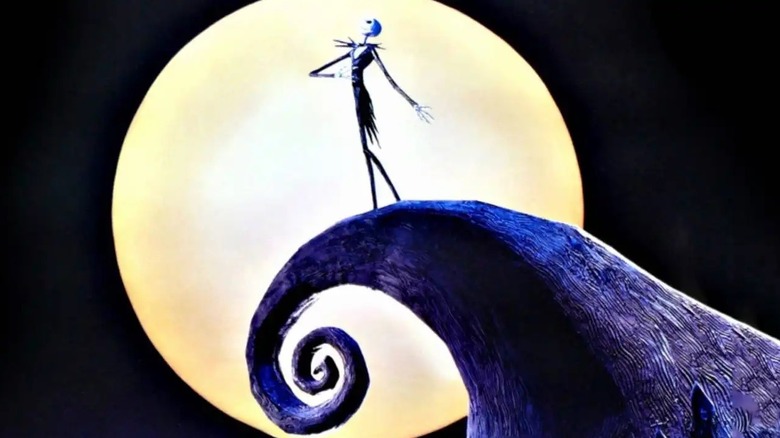 Jack Skellington singing atop a mountain in The Nightmare Before Christmas