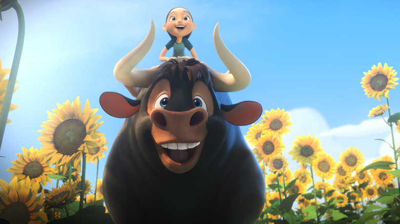 Nina rides Ferdinand the Bull in "Ferdinand" (2017)