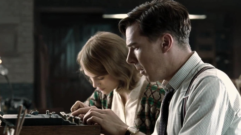 Benedict Cumberbatch as Alan Turing and Keira Knightley as Joan Clarke in The Imitation Game (2014)
