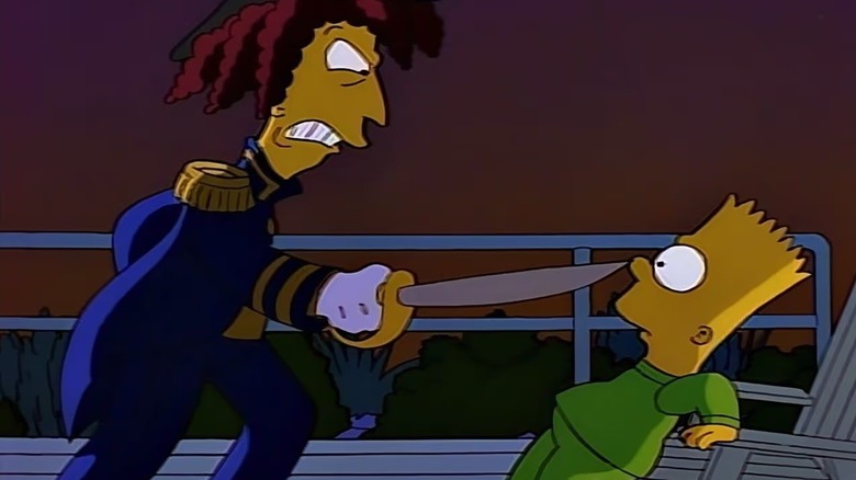 Sideshow Bob prepares to slaughter Bart in "Cape Feare" (1993)