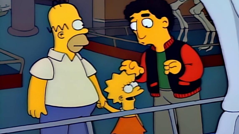 Homer, Lisa, and Mr. Bergstrom at a museum in "Lisa's Substitute" (1990)