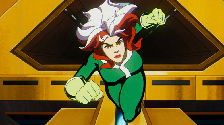 X-Men team member Rogue (Lenore Zann) attacking with her fists