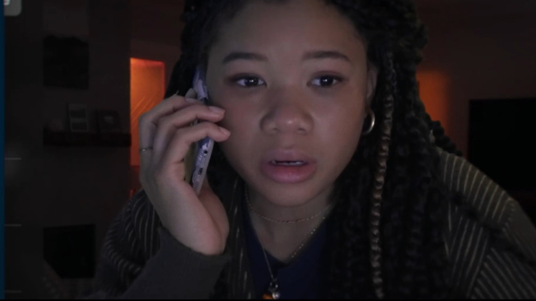 Storm Reid looking at computer