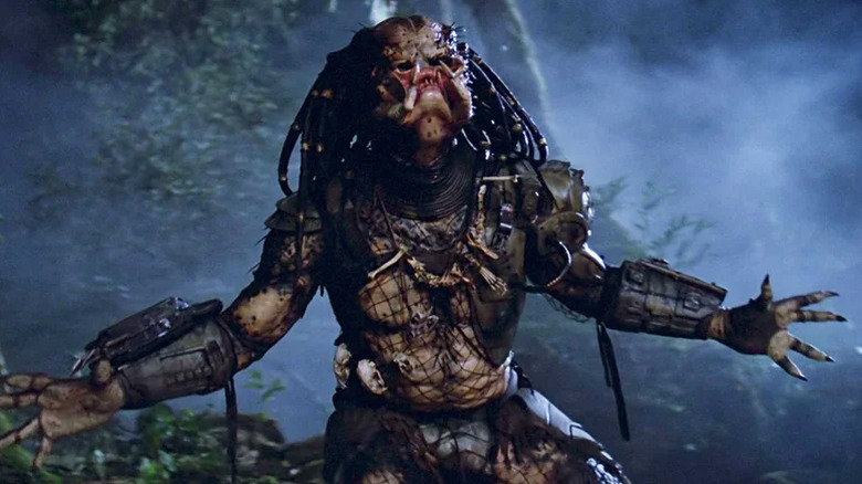 A Predator yells in the forest in "Predator" (1987)