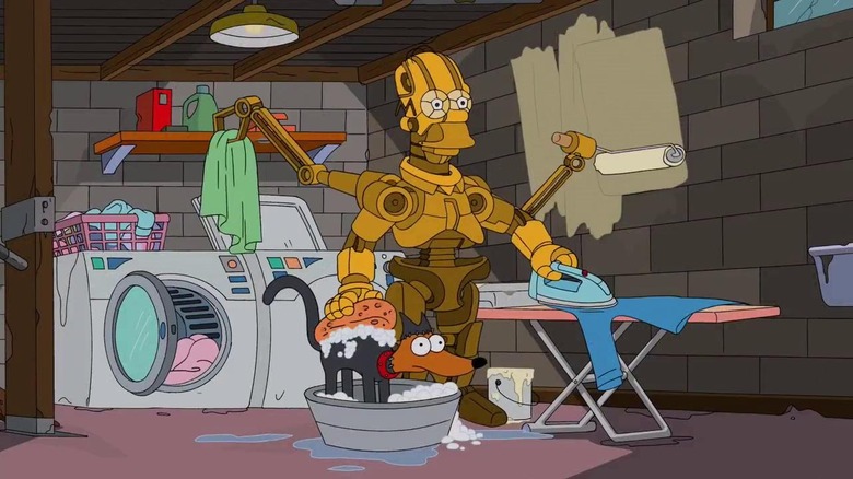 Homer's robotic form doing chores in "Days of Future Future" (2014)