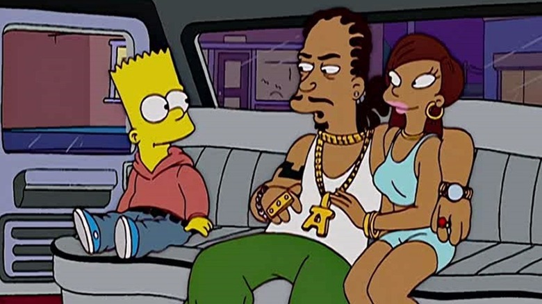 Bart in the backseat of a car with a rapper and his girlfriend on "Pranksta Rap" (2005)