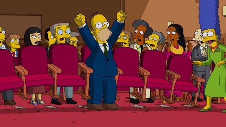 Homer destroying an aisle of chairs in Walking Big & Tall (2015)