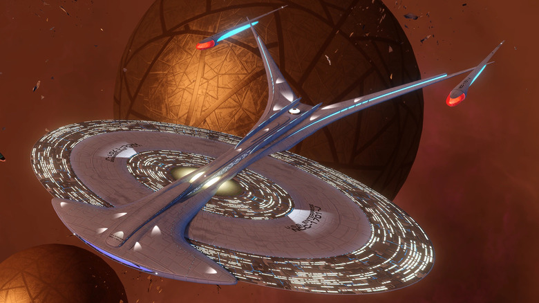 The Enterprise J escapes a sphere in Star Trek Online