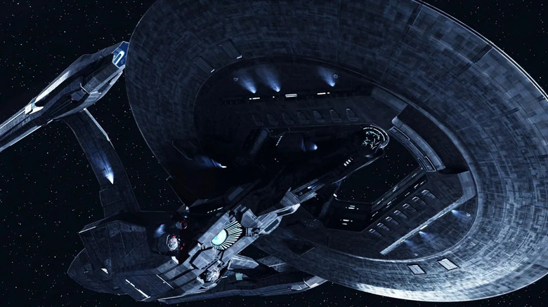 The USS Vengeance flies through space in Star Trek Into Darkness