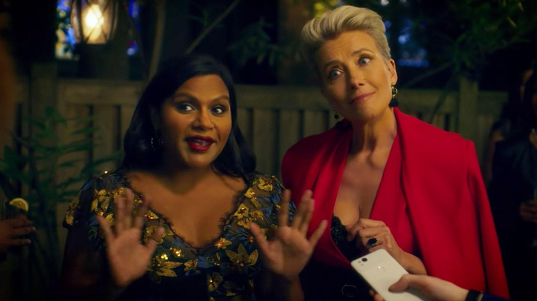 Molly and Katherine talking to press in Late Night