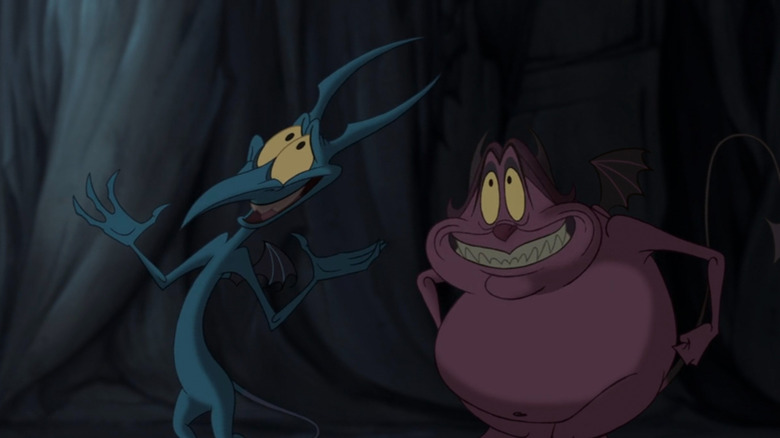 Pain and Panic groveling to Hades in "Hercules"