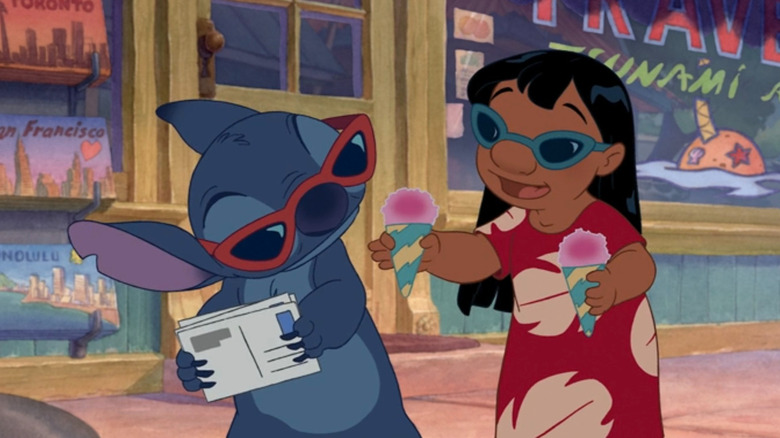 Lilo bringing Stitch a snow cone in "Lilo & Stitch"
