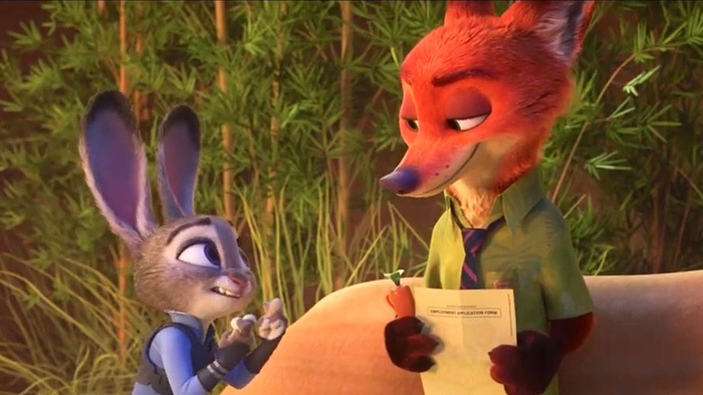 Judt crossing fingers and looking at Nick Wilde in Zootopia