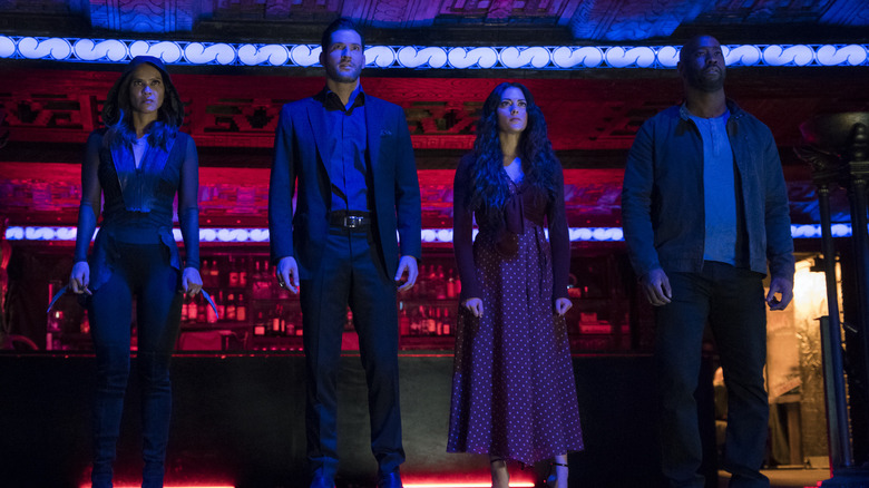 Mace, Lucifer, Eve, and Amenadiel prepared for battle