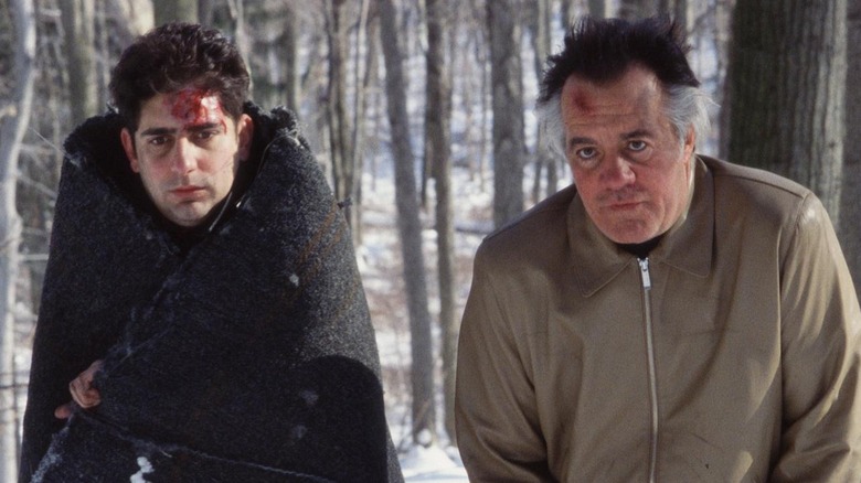 Christopher and Paulie wander through the woods in "Pine Barrens"