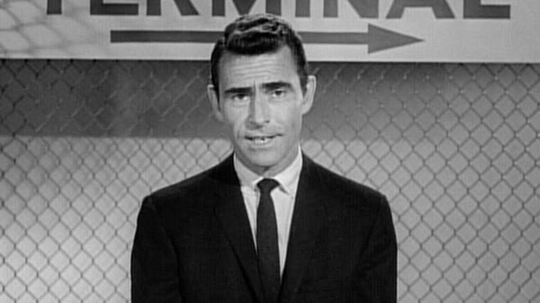 Rod Serling introduces a new story in "The Twilight Zone" (1959-1964)