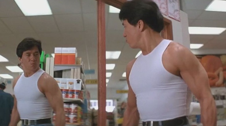 Keung flexing in a mirror in Rumble in the Bronx