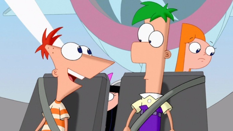 Phineas and Ferb wearing seatbelts in the episode Summer Belongs to You