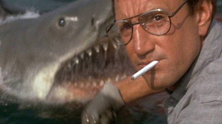 Shark popping up behind Brody in "Jaws"