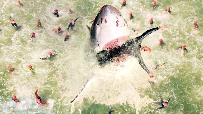 Shark bursting out of the water in "Under Paris"