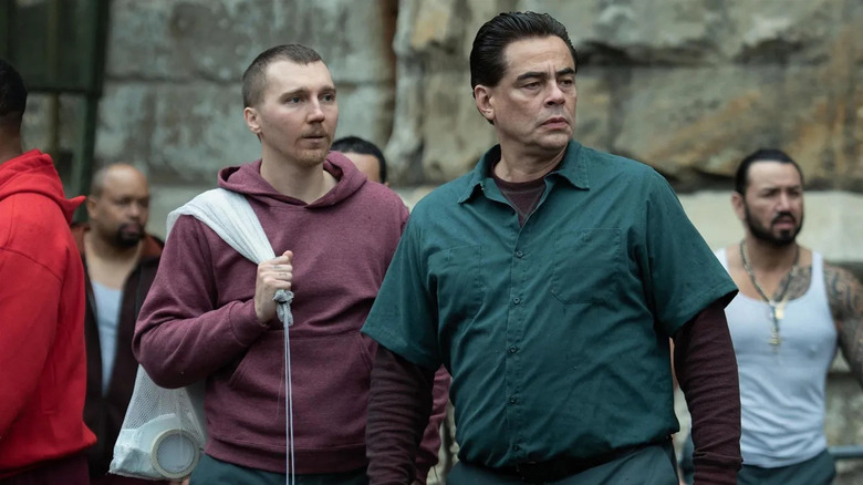 Richard and David walk in the prison yard in Escape from Dannemora