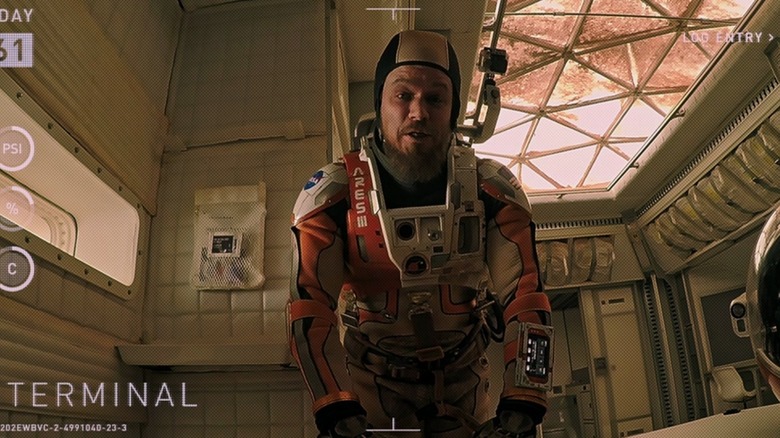 Mark Watney in a habitat on Mars in "The Martian" (2015)