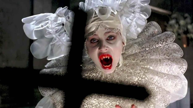 A turned Lucy shying from a cross in 
